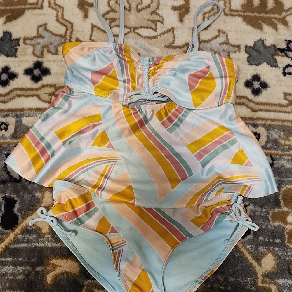 Wonder Nation Multicolor Striped Kids Bikini